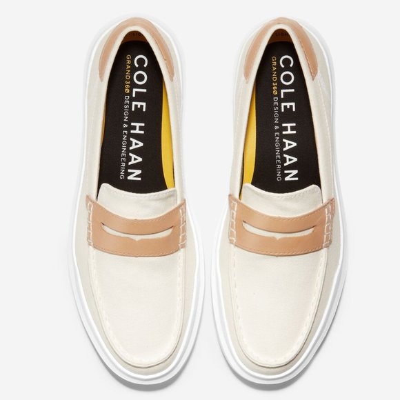 NEW COLE HAAN GrandPro Rally Canvas Penny Loafer IVORY CANVAS/CH NATURAL Size 8B - Picture 2 of 2